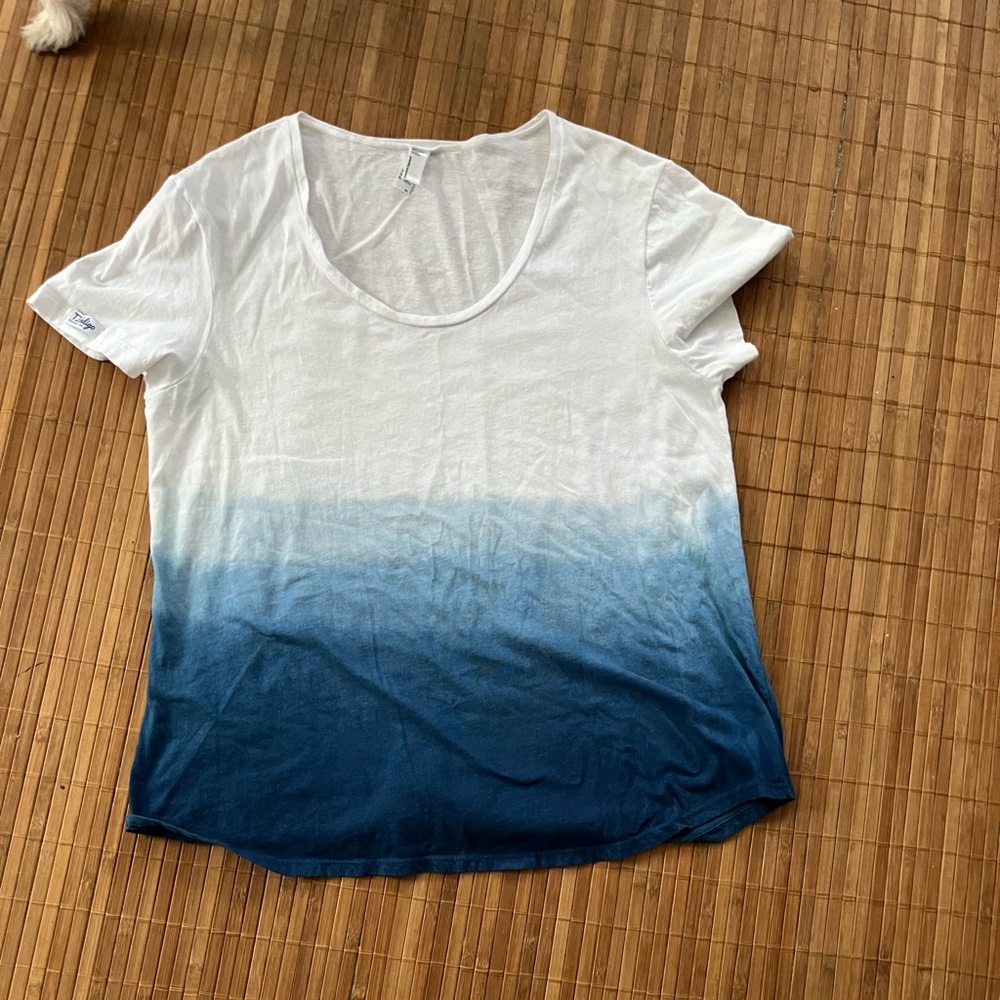 American Apparel XL White/Blue Ombré T-Shirt